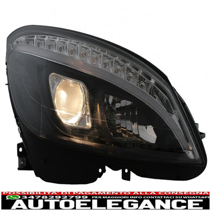 led headlights suitable for mercedes c class w204 s204 (2007-2010) black with dynamic sequential direction indicators 