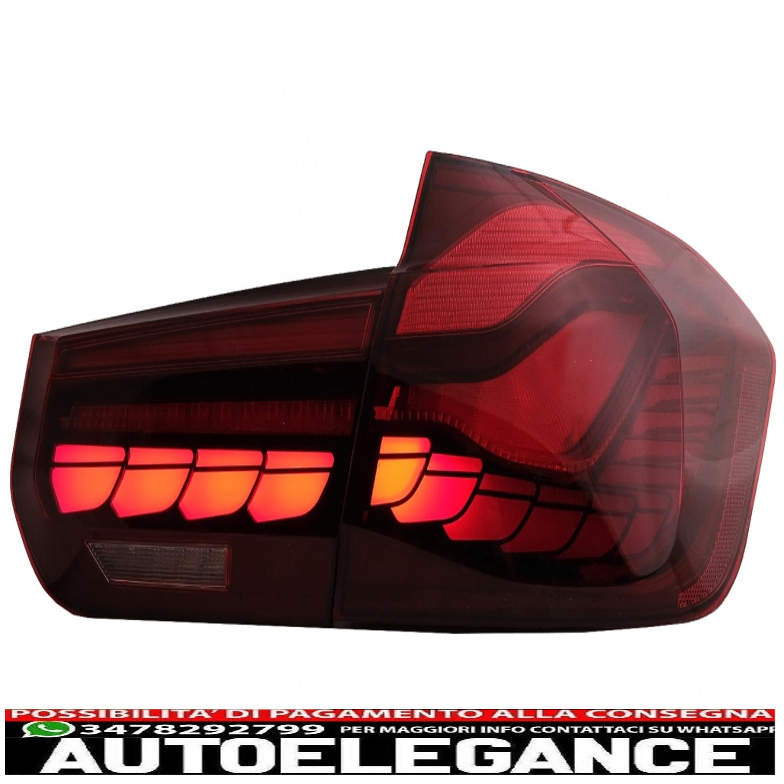 conversione dei fanali posteriori oled al design m4 adatti per bmw serie 3 f30 pre lci e lci (2011-2019) f35 f80 rosso trasparente con luce di svolta sequenziale dinamica AUTOELEGANCERICAMBI