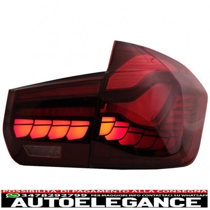 conversione dei fanali posteriori oled al design m4 adatti per bmw serie 3 f30 pre lci e lci (2011-2019) f35 f80 rosso trasparente con luce di svolta sequenziale dinamica AUTOELEGANCERICAMBI