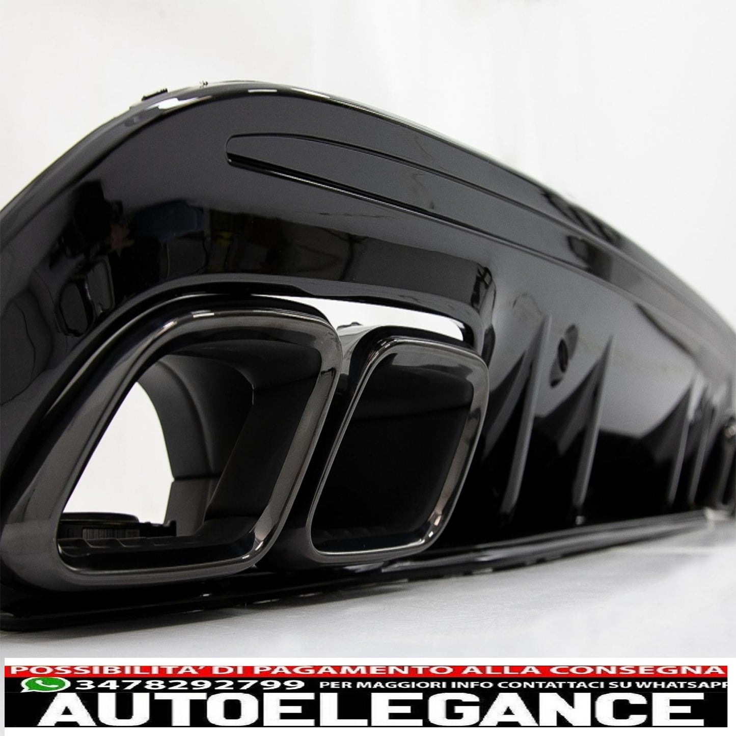 diffusore paraurti posteriore adatto a mercedes classe c w205 s205 (2014-2020) c63s design punte nere solo per amg sport line