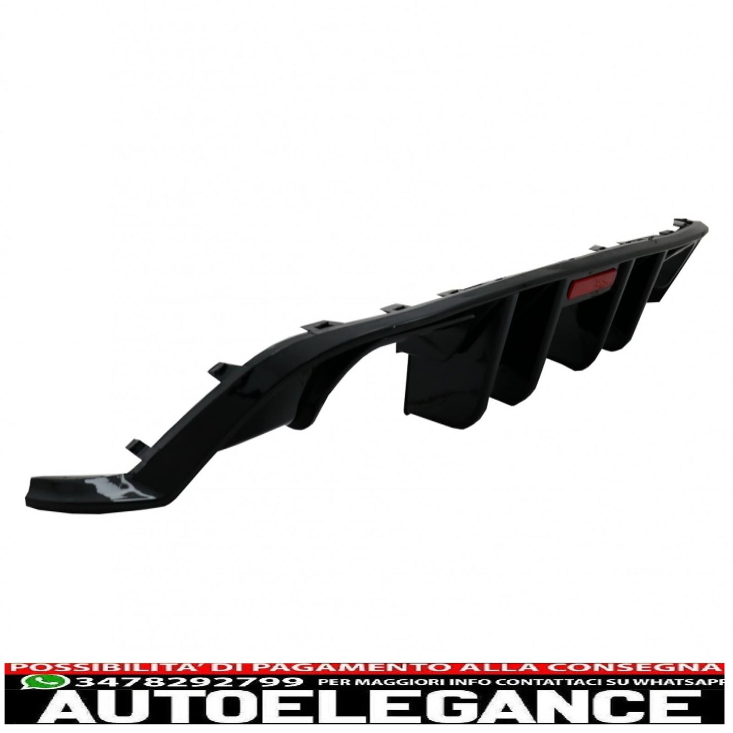 diffusore d'aria per paraurti posteriore adatto per vw golf 7.5 (2017-2019) r look pianoforte nero con riflettore led rosso