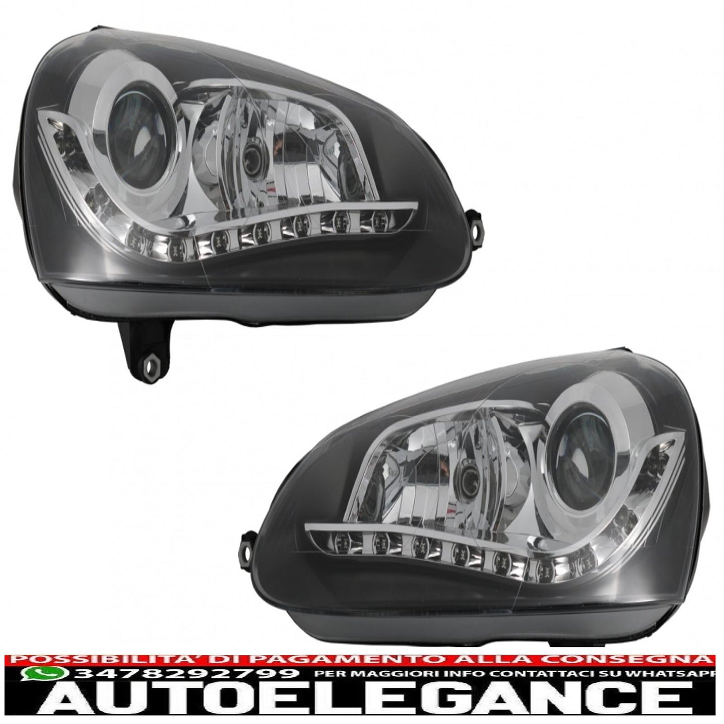 daytime running lights suitable for vw golf v 5 (2003-2009) black