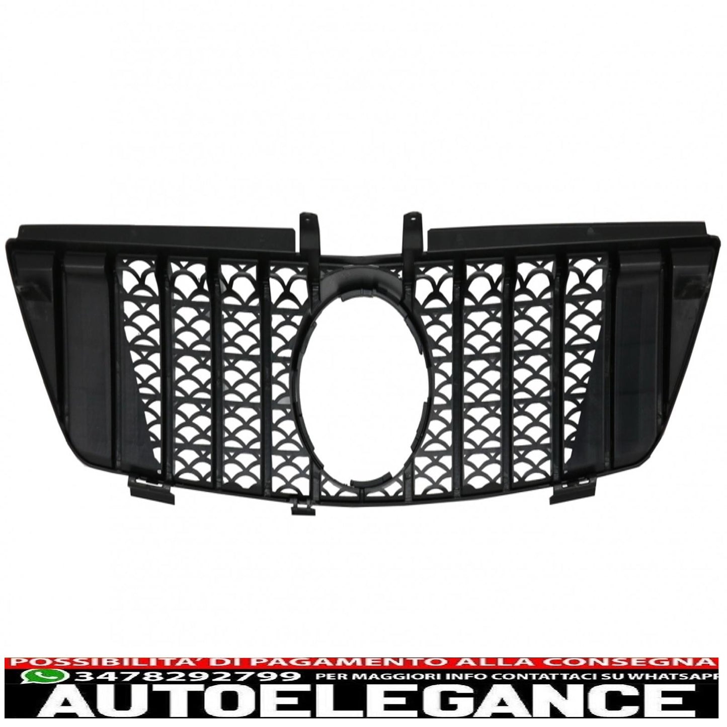 griglia anteriore centrale adatta per mercedes ml w164 (2005-2008) gt-r design panamericana nera cromata