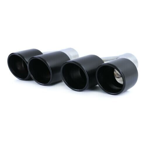 Stainless Steel Sports Exhaust Tips Covers Black 89mm Double Round Cover