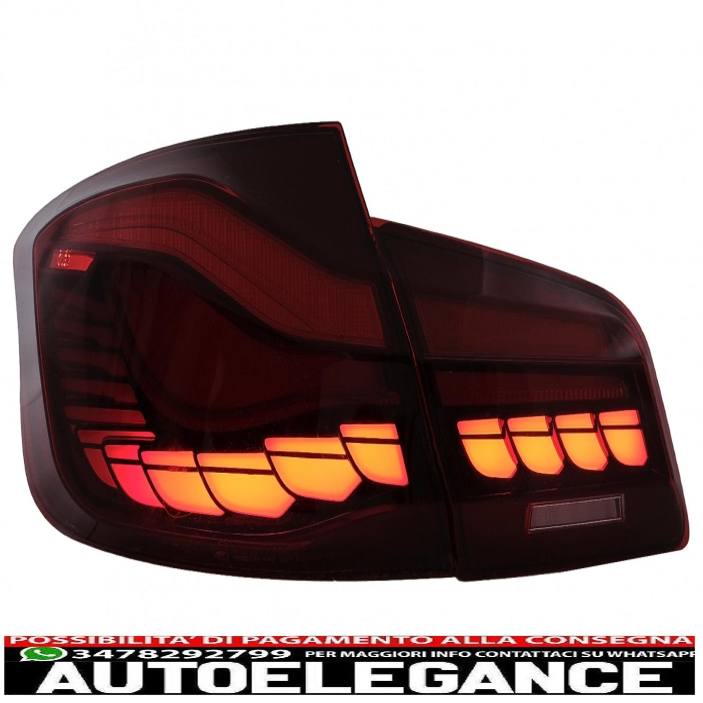 oled rear lights suitable for bmw 5 series f10 (2011-2017) transparent red with dynamic sequential turning light