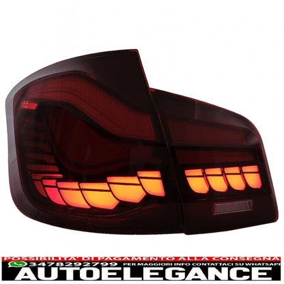 oled rear lights suitable for bmw 5 series f10 (2011-2017) transparent red with dynamic sequential turning light