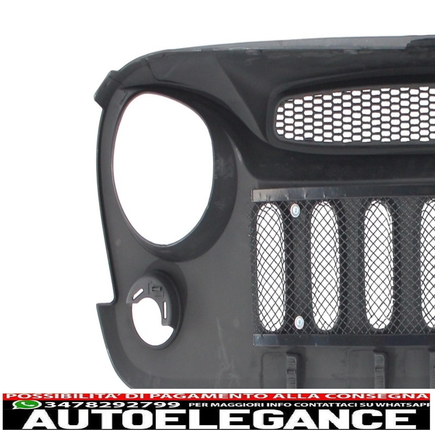 Maschera spettro sulla griglia anteriore centrale con fari bi-xeno nascosti adatta per Jeep Wrangler Rubicon JK (2007-2017) design Angry Bird