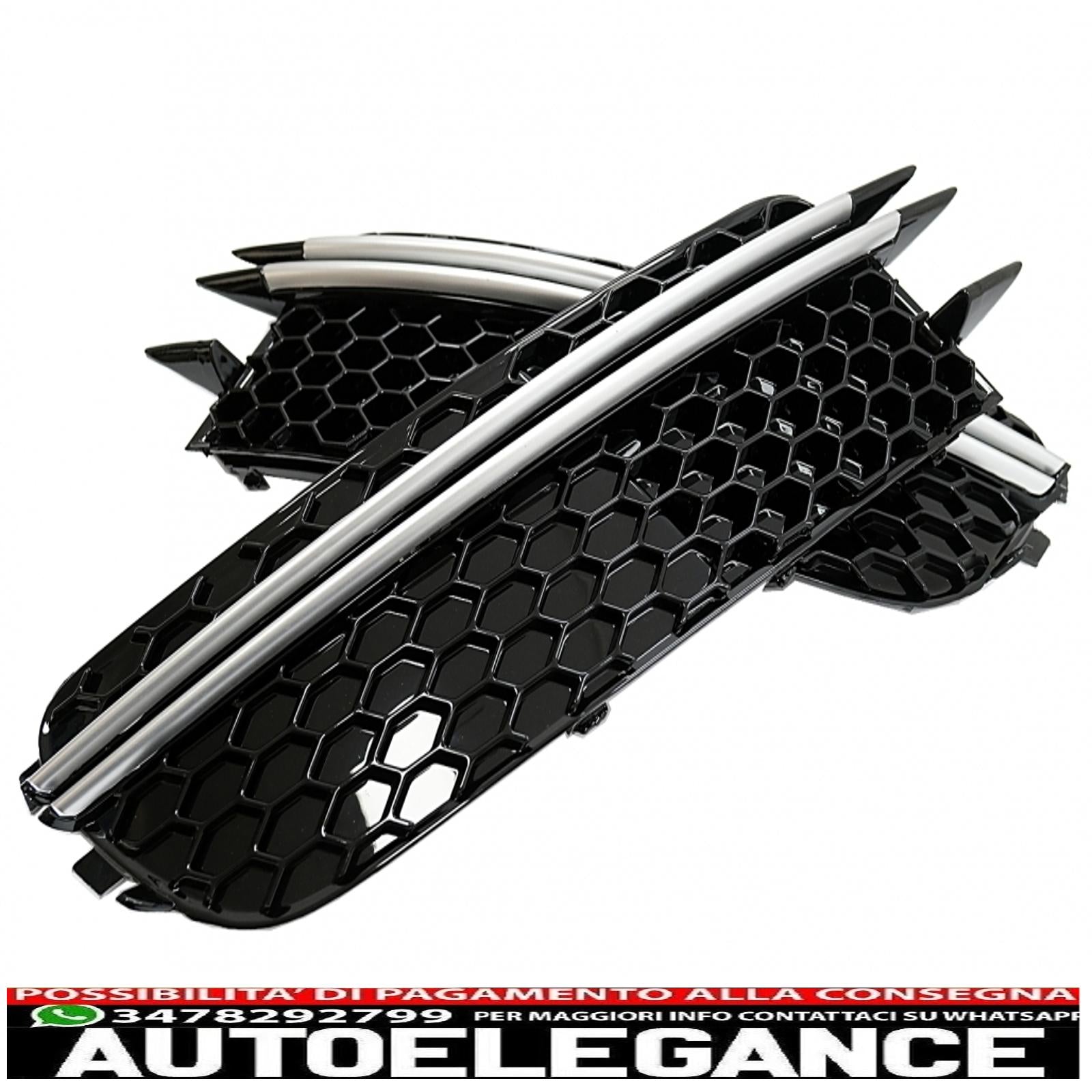 Copri griglie laterali paraurti adatte per audi a6 c7 4g (2012-2015) rs design nere con inserti in alluminio spazzolato AUTOELEGANCERICAMBI