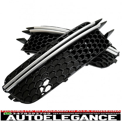 Copri griglie laterali paraurti adatte per audi a6 c7 4g (2012-2015) rs design nere con inserti in alluminio spazzolato AUTOELEGANCERICAMBI