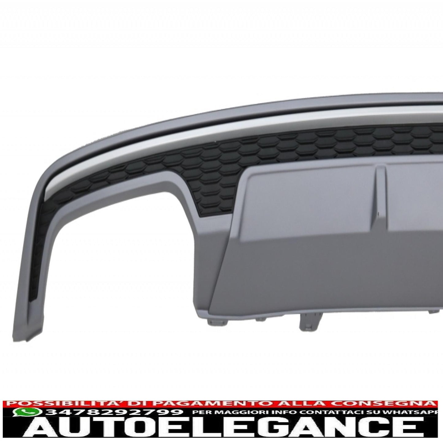 Diffusore d'aria con mantovana per paraurti posteriore con terminali di scarico adatto per Audi A7 4G Facelift (2015-2018) Solo design S7 Paraurti standard