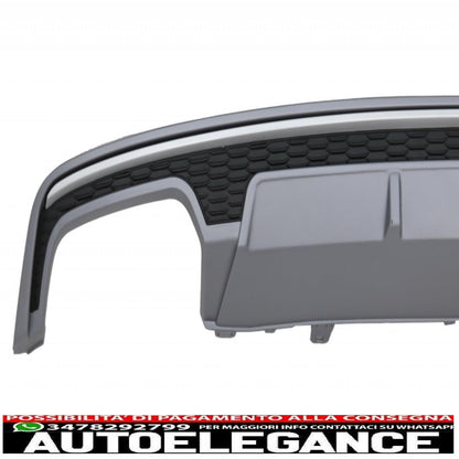 Diffusore d'aria con mantovana per paraurti posteriore con terminali di scarico adatto per Audi A7 4G Facelift (2015-2018) Solo design S7 Paraurti standard
