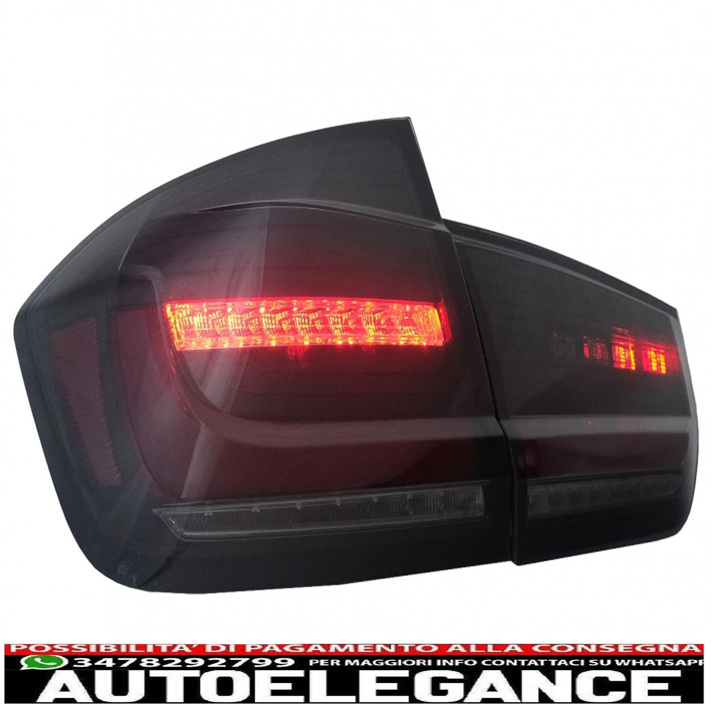 LED bar rear lights suitable for bmw 3 series f30 pre lci and lci (2011-2019) black smoke with dynamic sequential cornering light