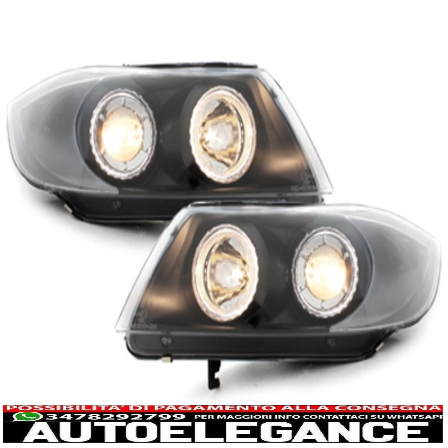 headlights suitable for bmw 3 series e90 (2005-2008) angel eye 2 black halo rims