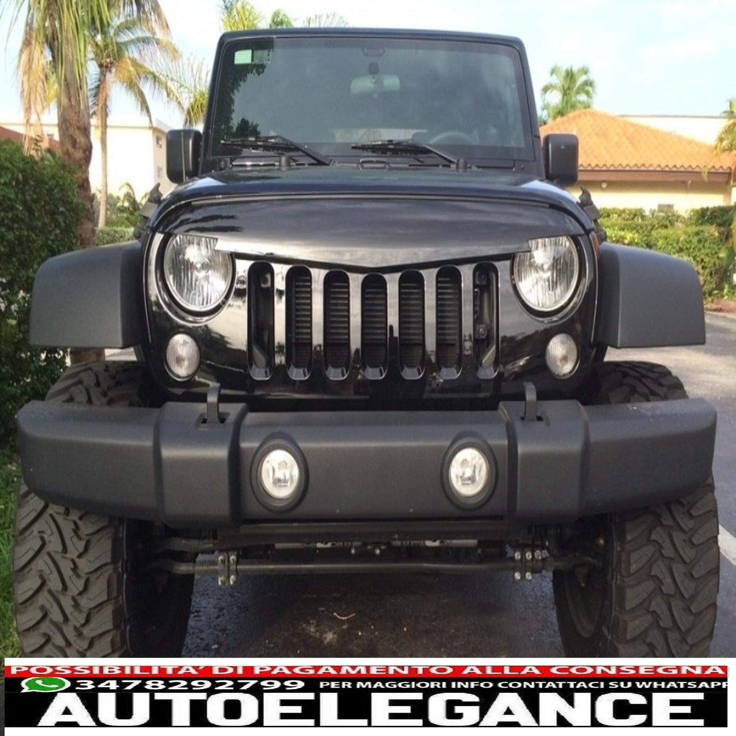 griglia centrale griglia anteriore adatta per Jeep Wrangler / Rubicon JK (2007-2017) Angry Bird Design Piano Black