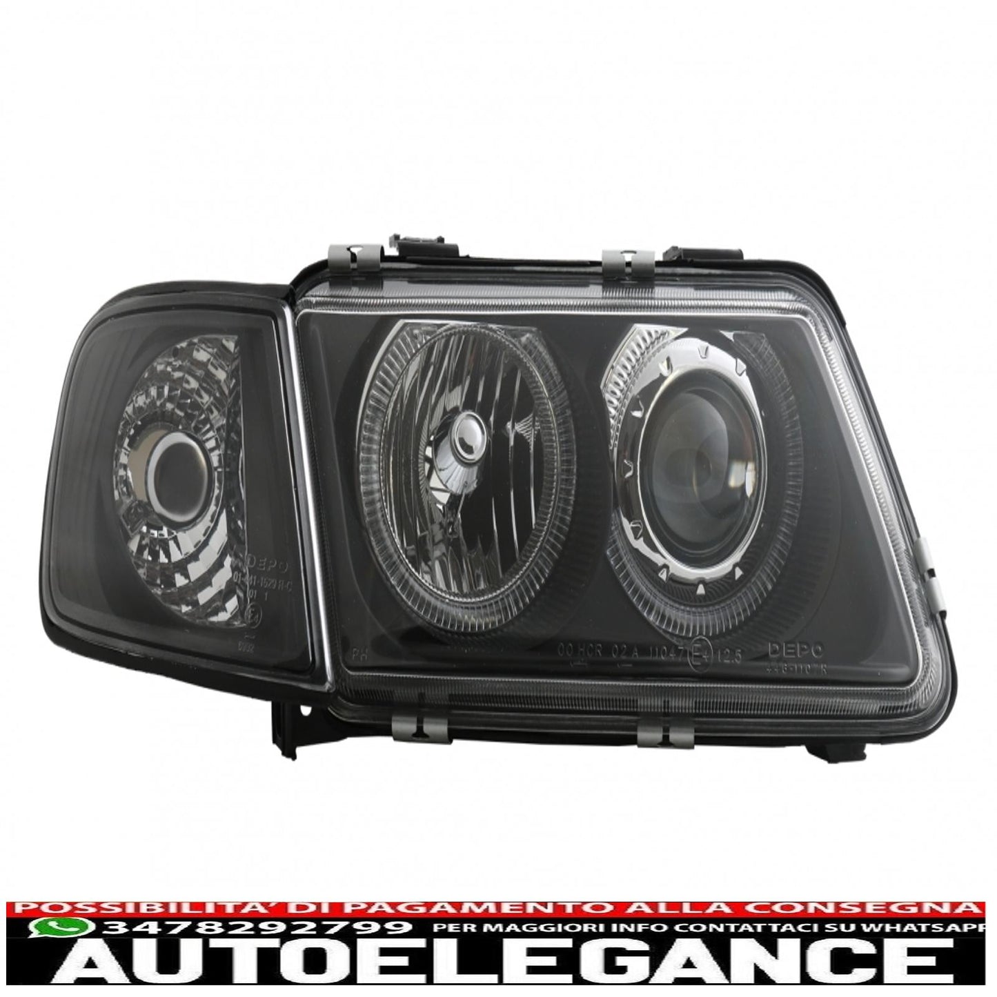 headlights suitable for audi a3 8l (08.1996-08.2000) angel eye black 