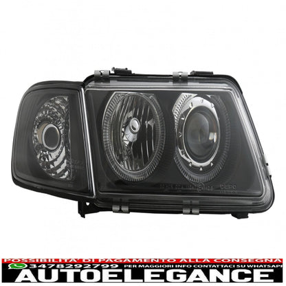 headlights suitable for audi a3 8l (08.1996-08.2000) angel eye black 