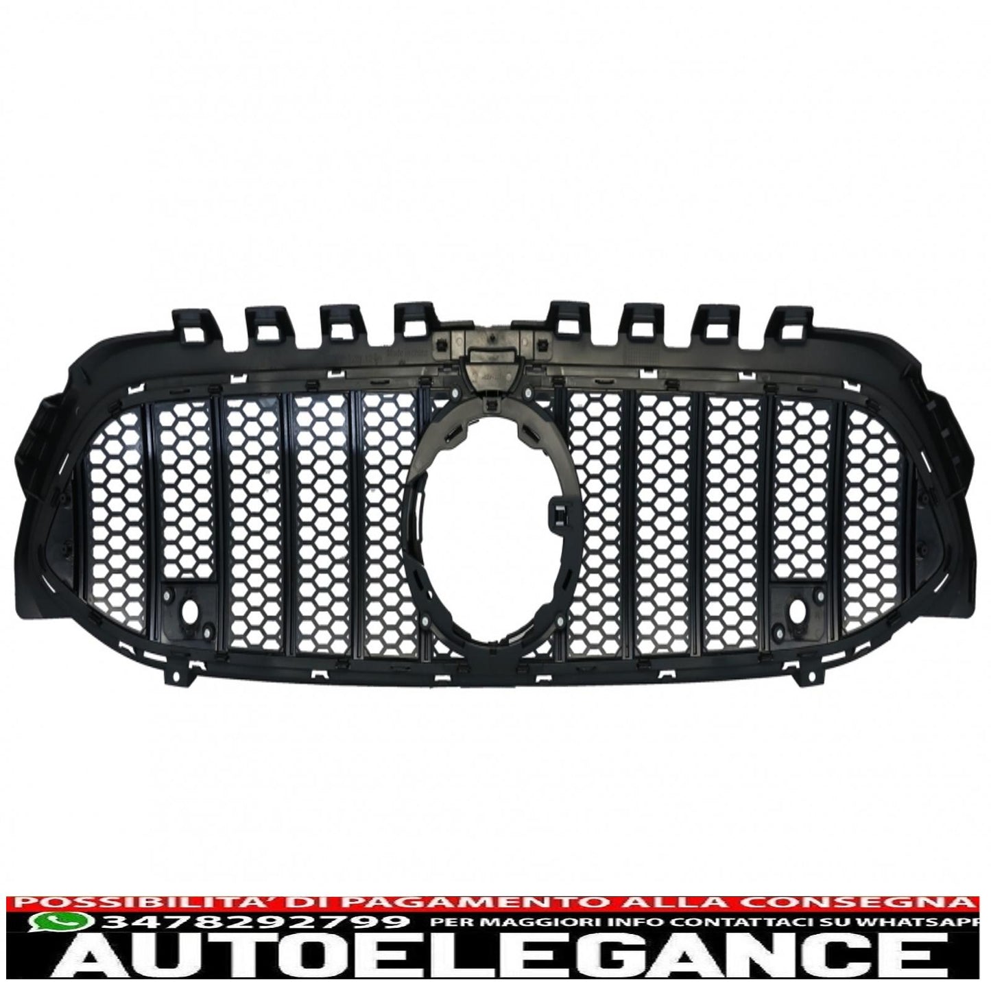 central grille suitable for mercedes a-class w177 hatchback v177 sedan (04.2018-) mesh gt-r design panamericana black chrome