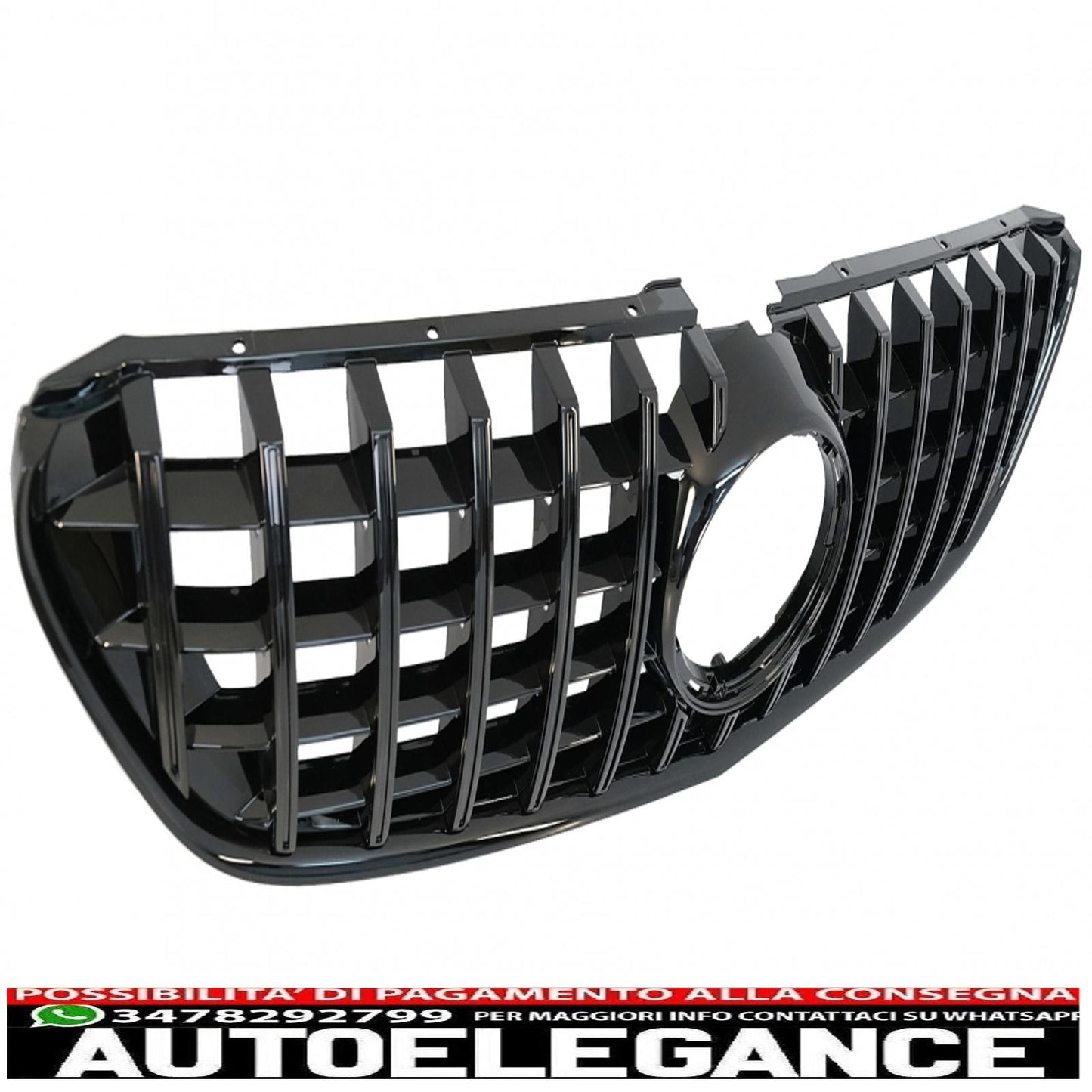 central grille suitable for mercedes v class w447 (2014-03.2019) gt r design panamericana all black