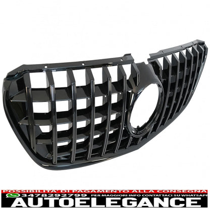 central grille suitable for mercedes v class w447 (2014-03.2019) gt r design panamericana all black