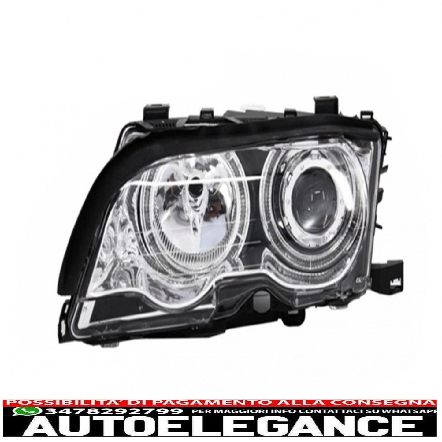 paraurti anteriore design m-tech ii senza fendinebbia fari angel eye adatto per bmw serie 3 e46 coupe cabrio 1992-2002