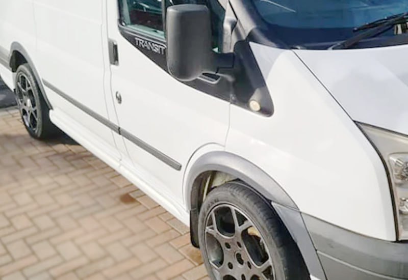 PARAFANGHI ALLARGATI ADATTI PER FORD TRANSIT MK3 FL 2006-2012 LOOK NERO OPACO