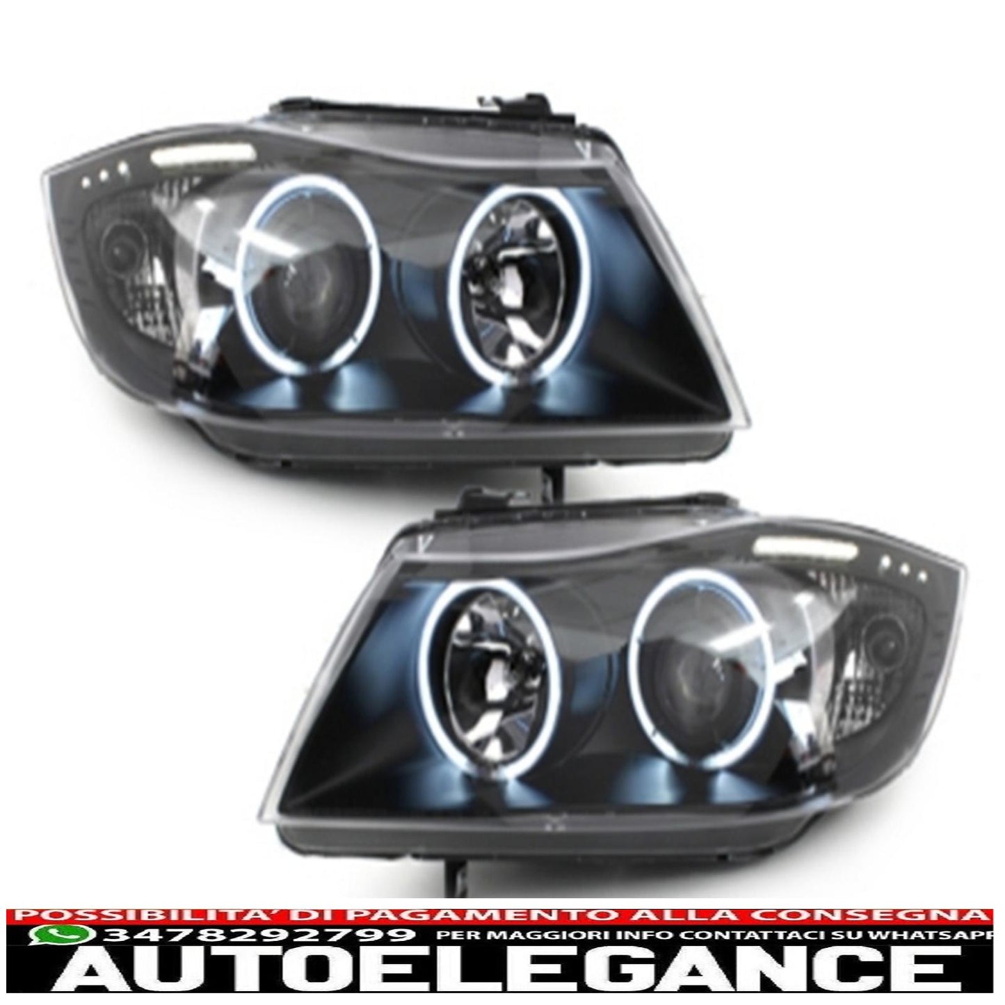 headlights suitable for bmw 3 series e90 e91 (03.2005-08.2008) angel eye ccfl black 