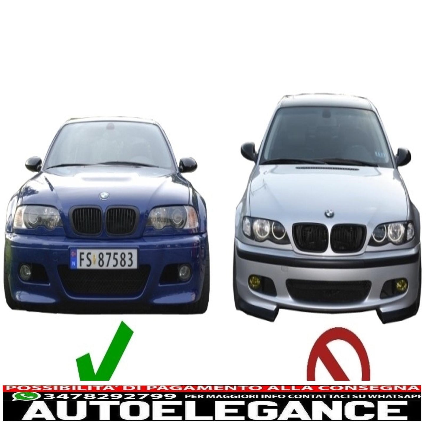 Cover porta fendinebbia adatte per bmw serie 3 e46 (1998-2005) m-technik design AUTOELEGANCERICAMBI