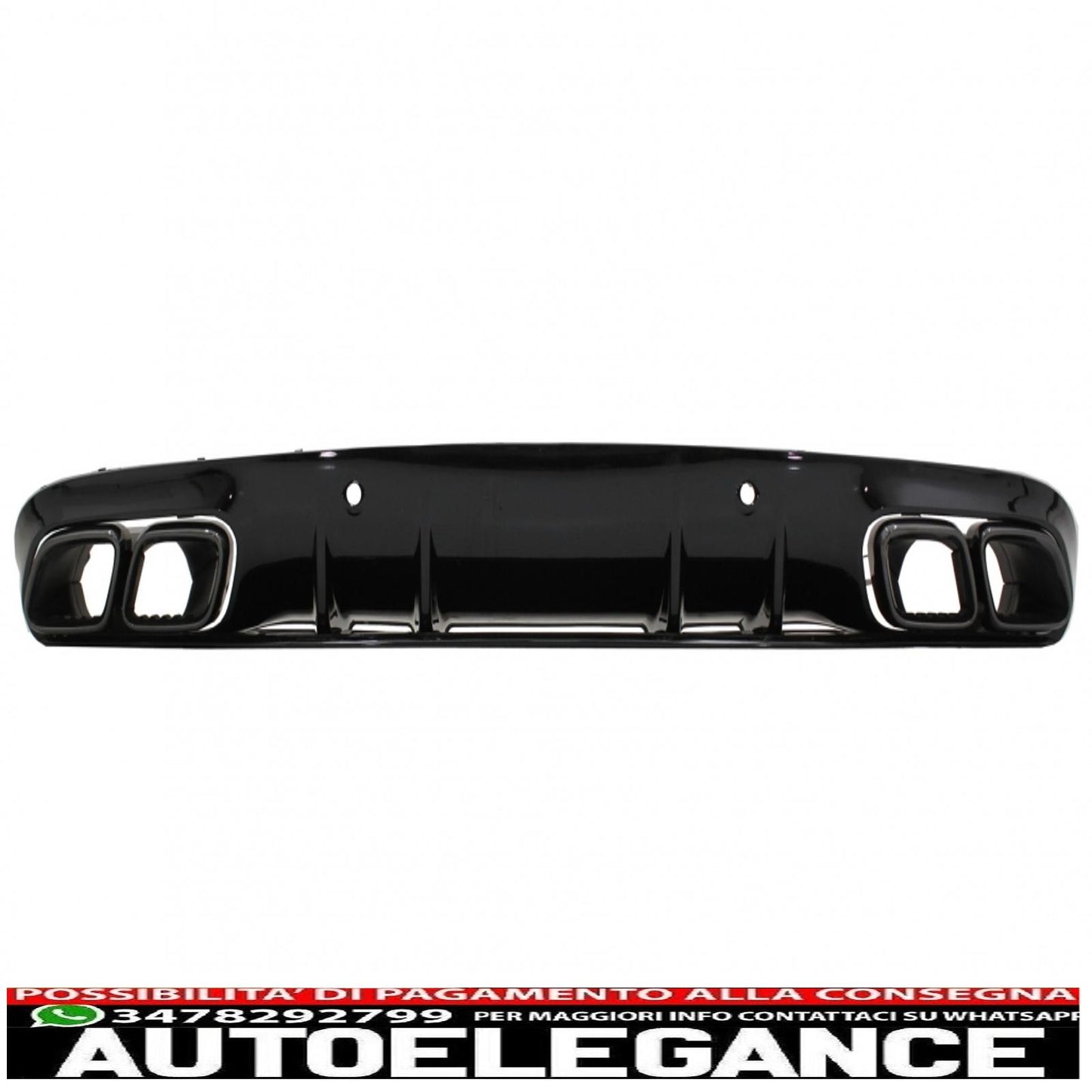 Rear bumper valance diffuser suitable for mercedes c class c205 a205 coupe cabriolet (2014-2019) restyling c63s design all black