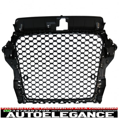 griglia anteriore senza badge adatta per audi a3 8v (2012-2016) rs3 design pianoforte nero