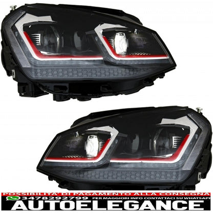 paraurti anteriore con griglia centrale e fari a led indicatori di direzione dinamici sequenziali adatti per vw golf vii 7 5g (2013-2017) look gti