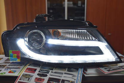 Headlights suitable for Audi A4 B8 8K (2008-2011) LED Daytime Running Light Bar Xenon Design 
