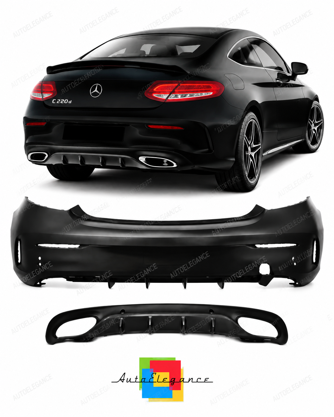 💕PARAURTI POSTERIORE MERCEDES W205 2P 14-18 LOOK AMG💕