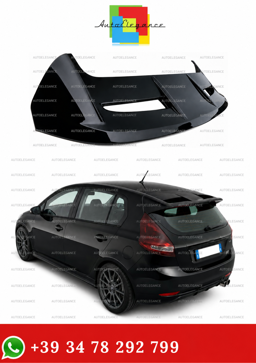 💫SPOILER SUL TETTO NERO LUCIDO ST PER FORD FIESTA VI MK7 2008-2017💫