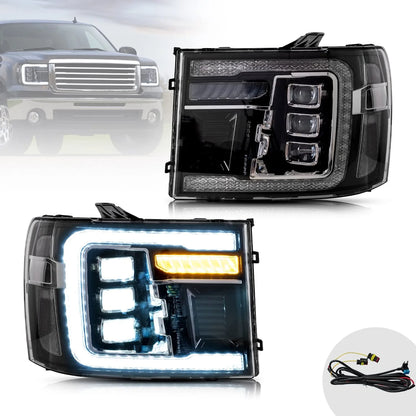 Fari a LED per GMC Sierra 1500 2500HD 3500HD 2007-2013 con DRL dinamico
