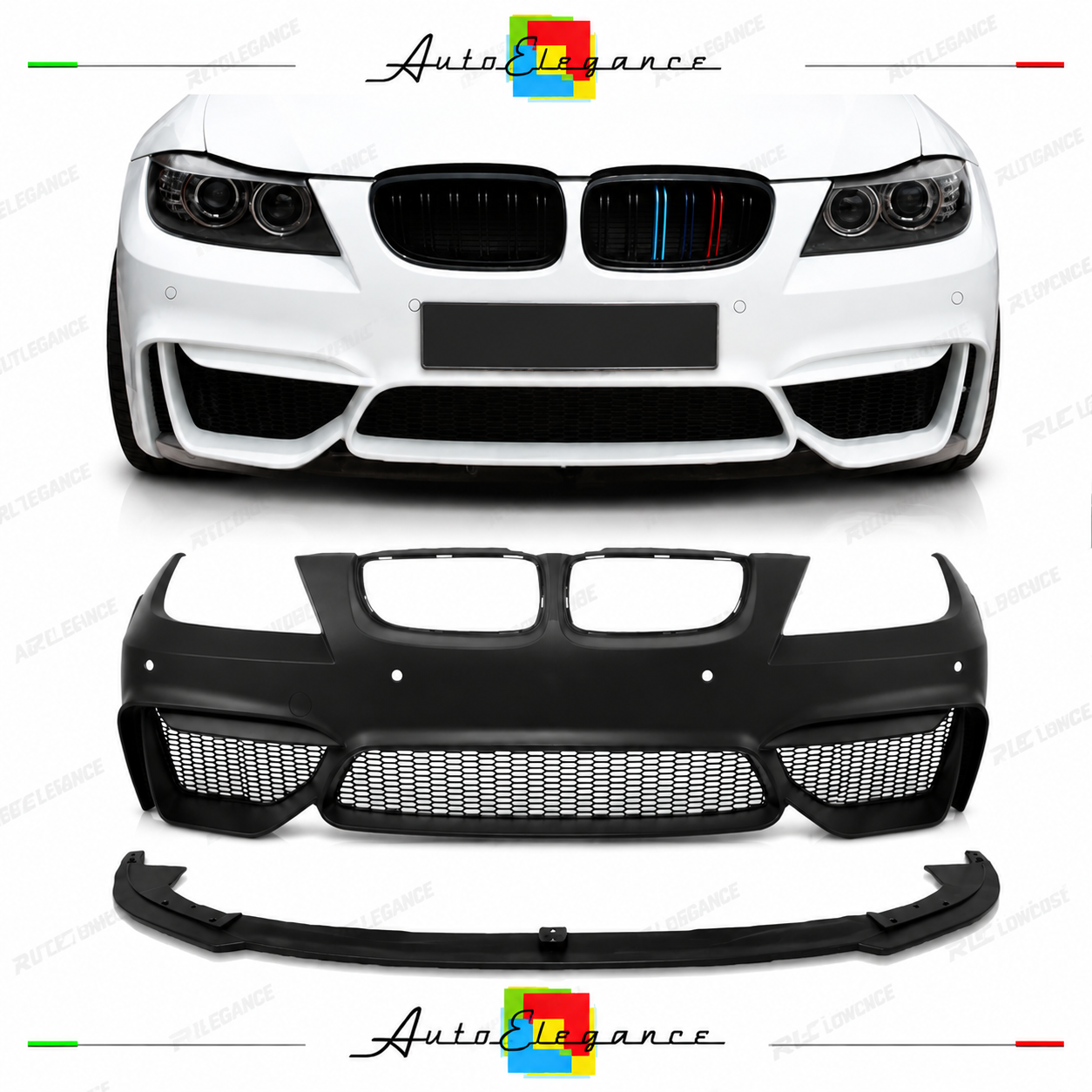 PARAURTI ANTERIORE BMW E90 E91 LCI 08-12 LOOK M4 PDC + SPOILER LIP