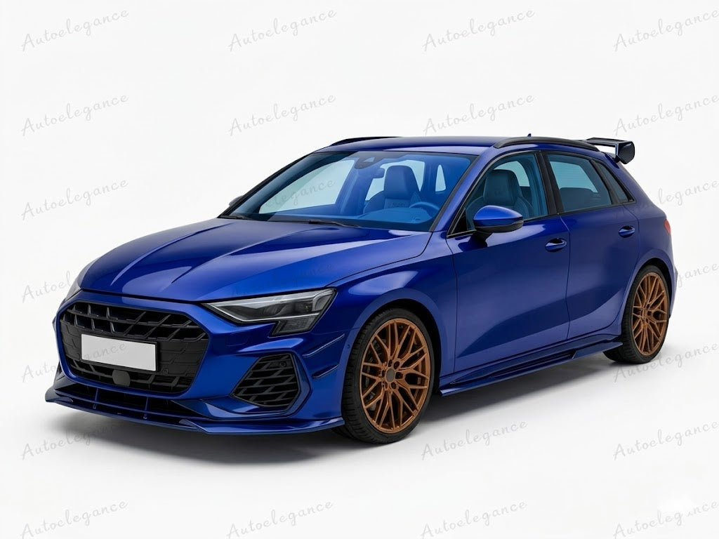 🔥ART.9977 SPLITTER ANTERIORE PER AUDI A3 S3 8Y FACELIFT MAX V1 NERO LUCIDO🔥