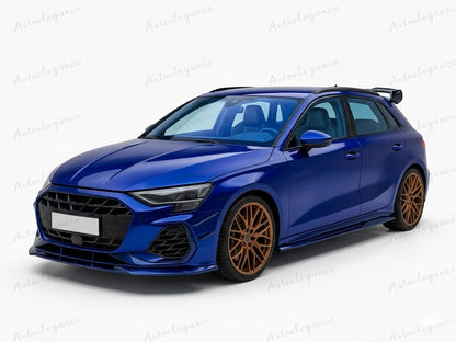 🔥ART.9977 SPLITTER ANTERIORE PER AUDI A3 S3 8Y FACELIFT MAX V1 NERO LUCIDO🔥