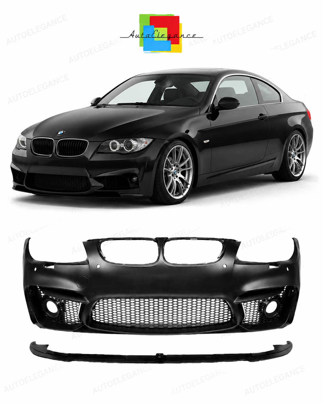 💕PARAURTI ANTERIORE BMW E92 E93 LCI 10-14 LOOK M4 PDC GRIGLIE NEBBIA +SPLITER💕