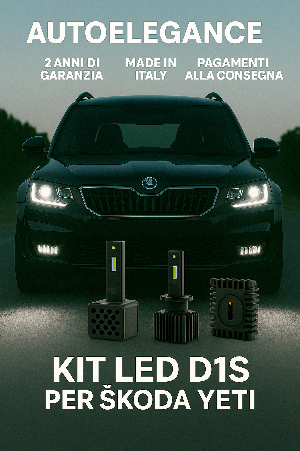 ❤️KIT LED D3S 6000K BIANCO GHIACCIO ANABBAGLIANTI PER  SKODA  YETI ❤️