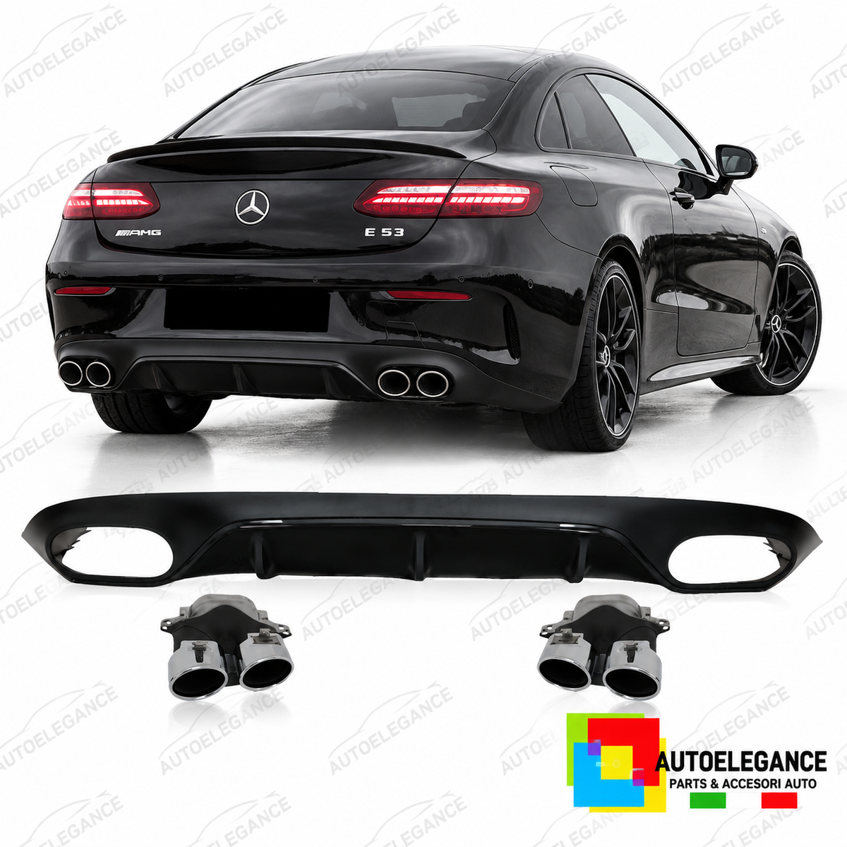 DIFFUSORE ADATTO PER MERCEDES W213 16-23 LOOK E53 NERO LUCIDO