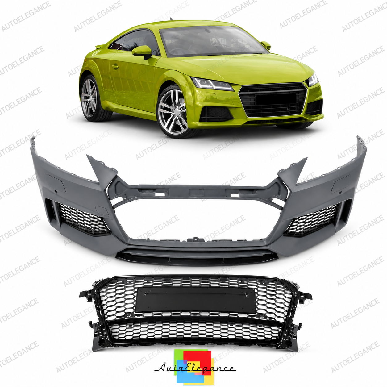 👉Paraurti anteriore con griglia PDC SRA adatto per Audi TT 8S 2014-2018👈