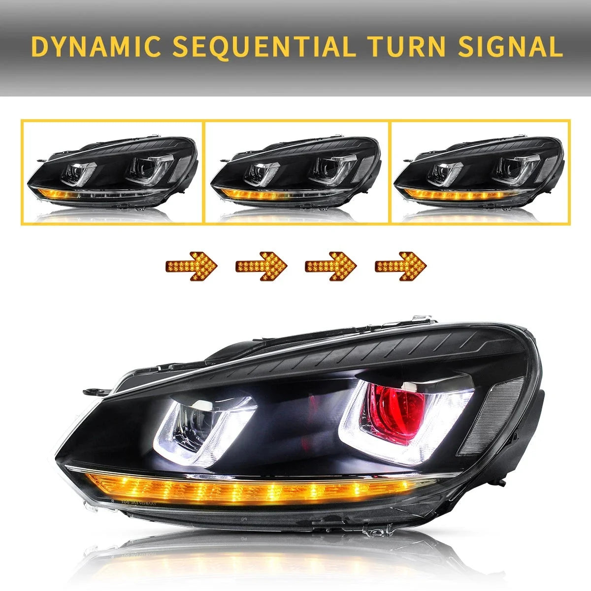 Fari Demon Eye con 2 lampadine LED D2S per Volkswagen Golf 6 / MK6 2010-2014