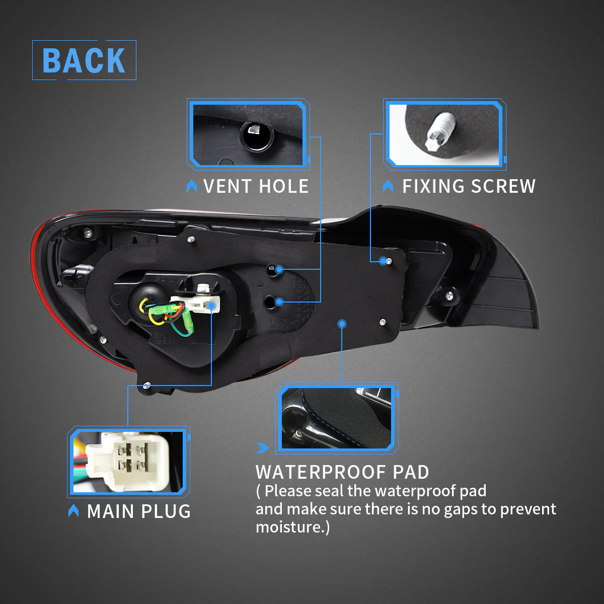Set di fari per proiettori a doppio raggio e luci posteriori completamente a LED per Toyota 86 GT86 2012-2020 Subaru BRZ 2013-2020 Scion FR-S 2013-2020 (Edizioni LHD e RHD sui fari. Stili rossi chiari e fumé sui fanali posteriori)