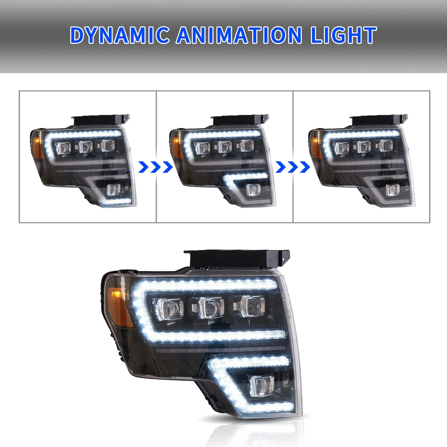 Fari per proiettori a LED per Ford F150 2009-2014 con DRL dinamico