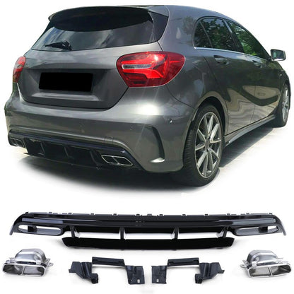 Diffusore Posteriore Sportivo Nero Mercedes A W176 Facelift AMG Line