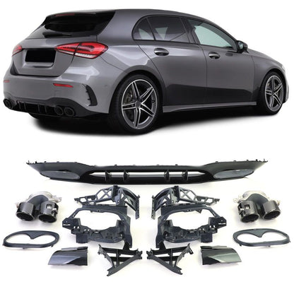 Diffusore Posteriore Sportivo 4 Uscite Nero Mercedes Classe A W177 AMG