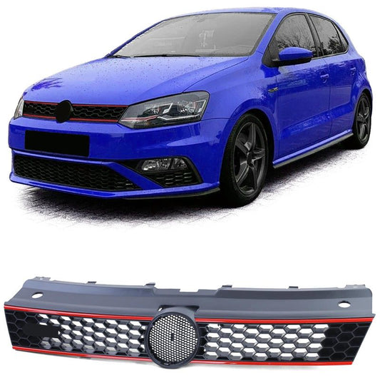 GRIGLIA ANTERIORE GTI CON INSERTI ROSSI PER VW POLO 6R/6C (2009-2017)