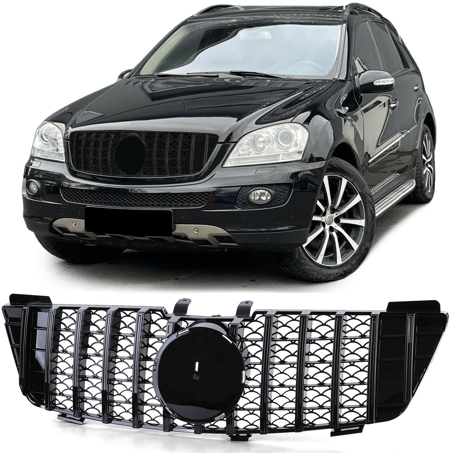 💫ART.4574 Griglia Radiatore Sportiva (Nera Lucida) per Mercedes ML W164 05-08💫