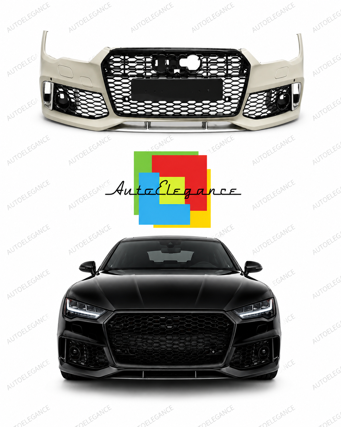 👉ART.10436 Paraurti Anteriore con griglia centrale - Audi A7 4G Facelift 15-18 RS7 Design👈