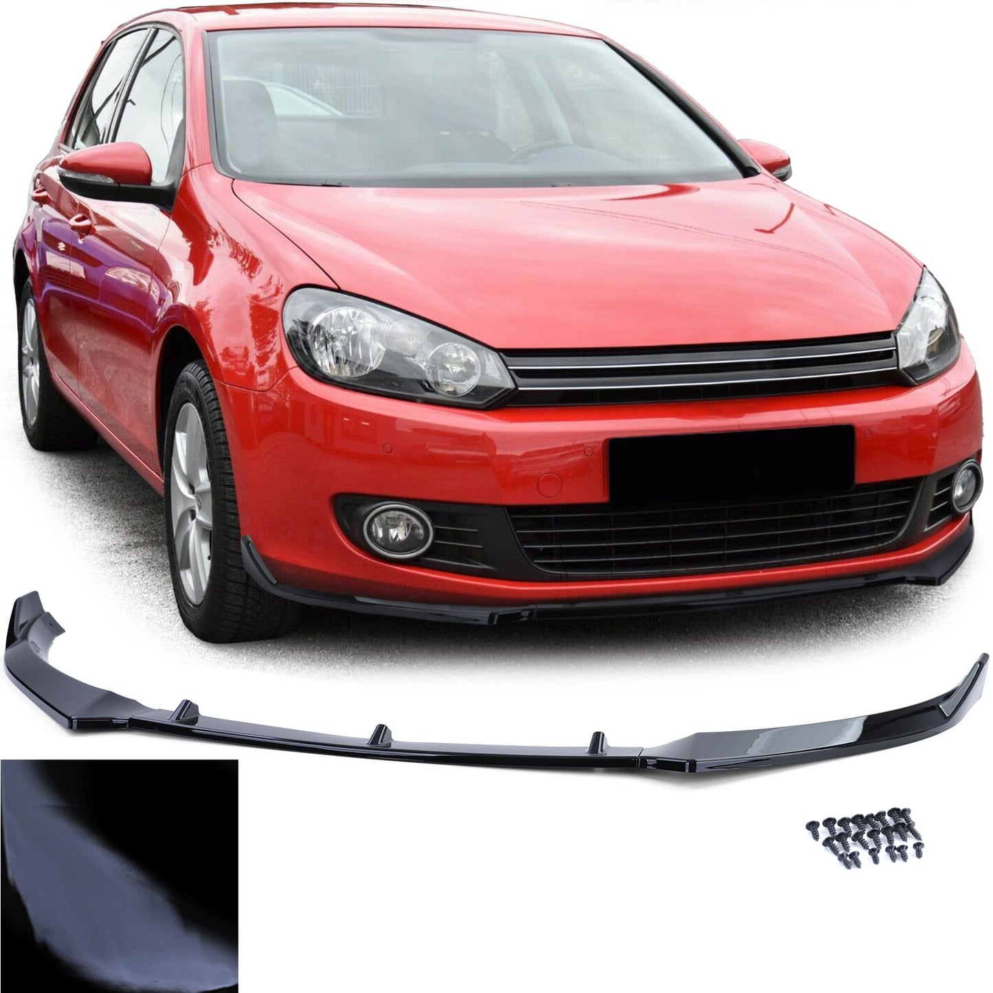 SPLITTER adatto per VW GOLF 6 VI 2008-2012 SOTTO PARAURTI ANTERIORE nero lucido